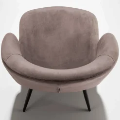 Sedia Rivestita in Velluto con Base in Metallo Verniciato Nero, 2 Pezzi - Avana