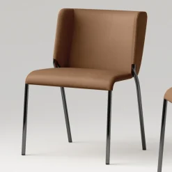 Sedia Sala da Pranzo con Seduta Rivestita in Pelle Made in Italy - Giulia