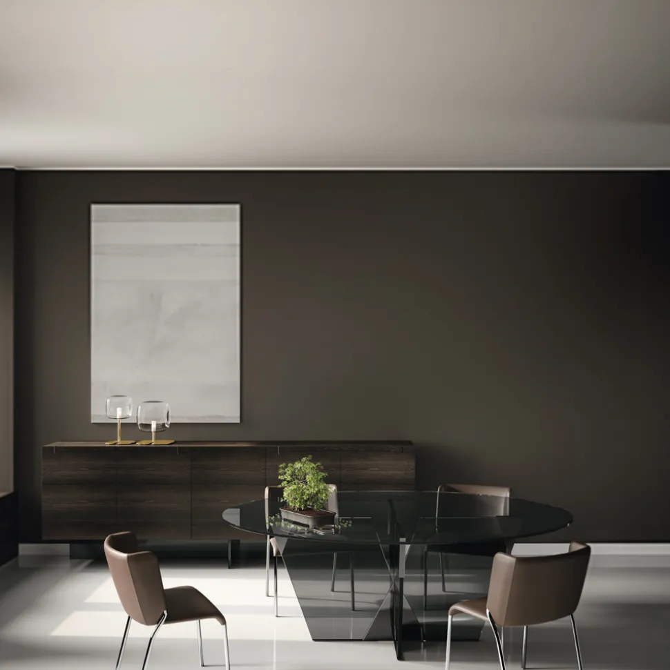 Sedia Sala da Pranzo con Seduta Rivestita in Pelle Made in Italy - Giulia