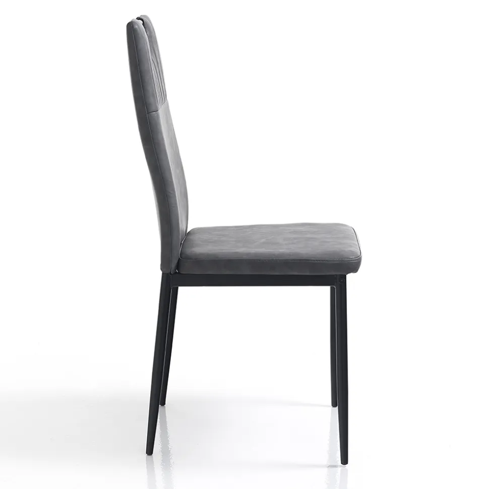 Sedia Sala da Pranzo in Pelle Sintetica Invecchiata 4 Pezzi - Cassandra