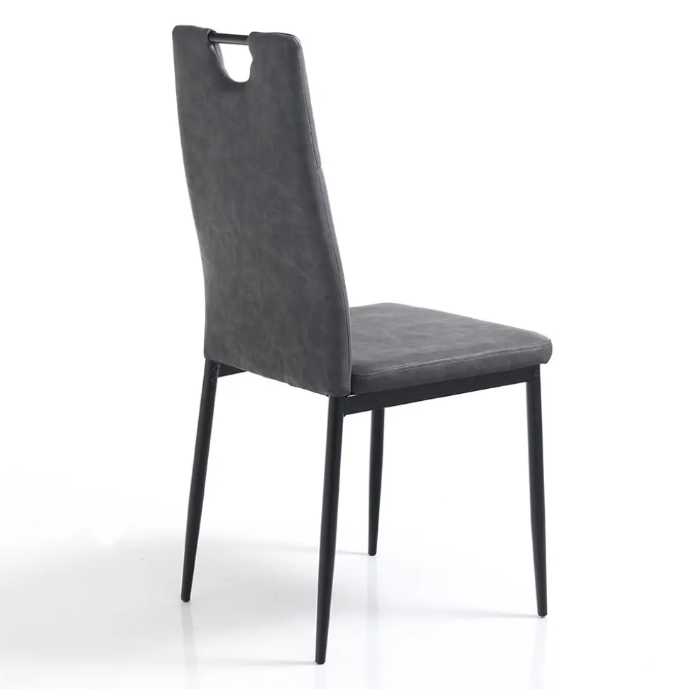 Sedia Sala da Pranzo in Pelle Sintetica Invecchiata 4 Pezzi - Cassandra