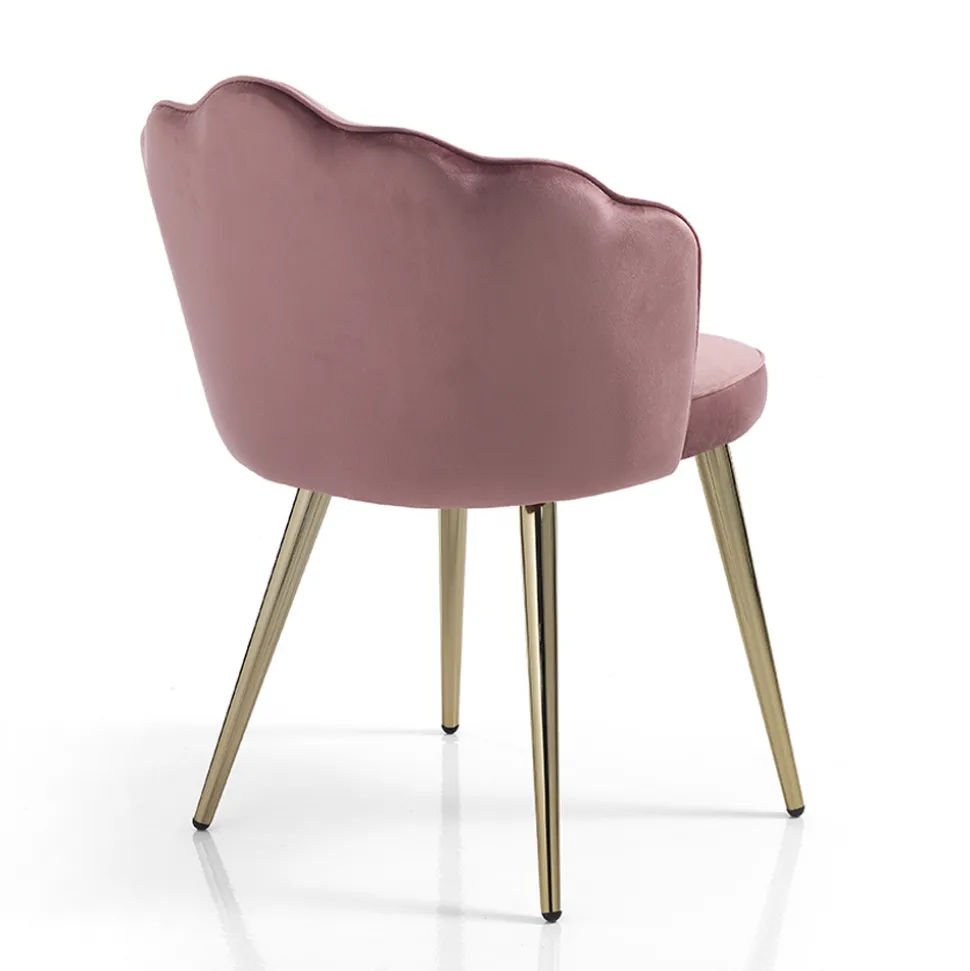 Sedia Sala da Pranzo in Tessuto e Metallo Finitura Oro 4 Pezzi - Raffinatta