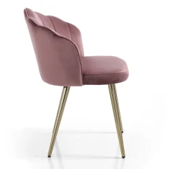 Sedia Sala da Pranzo in Tessuto e Metallo Finitura Oro 4 Pezzi - Raffinatta