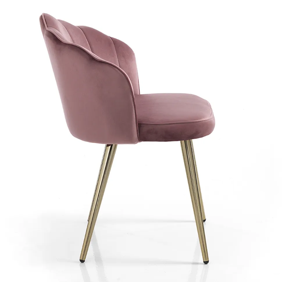 Sedia Sala da Pranzo in Tessuto e Metallo Finitura Oro 4 Pezzi - Raffinatta