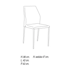 Sedia Sala da Pranzo Seduta in Microfibra Made in Italy, 2 Pezzi - Camelia