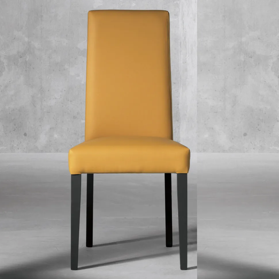 Sedia Soggiorno in Legno e Seduta Ecopelle Design Made in Italy - Agostina