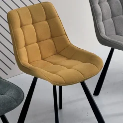 Sedia Soggiorno in Tessuto Imbottito e Metallo Verniciato 4 Pezzi - Raggia