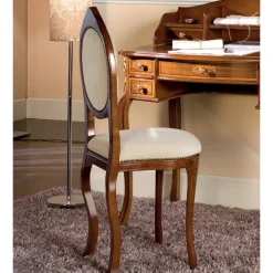 Sedia Stile Classico in Legno di Noce Imbottita Made in Italy - Elegant