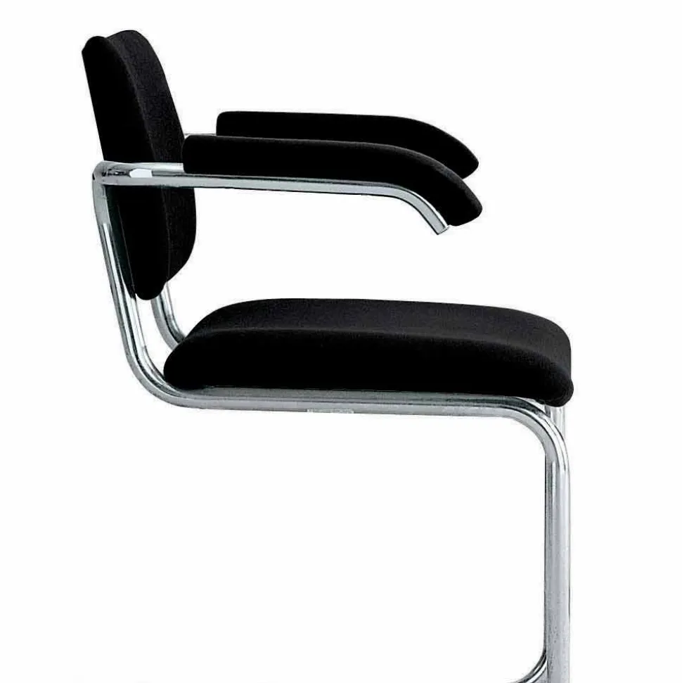 Sedia Ufficio in Pelle con Struttura in Acciaio Cromato Made in Italy - Ottante