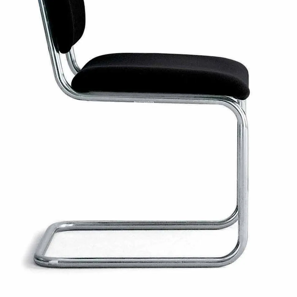 Sedia Ufficio in Pelle con Struttura in Acciaio Cromato Made in Italy - Ottante