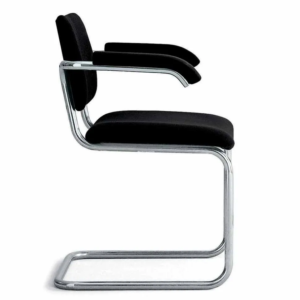 Sedia Ufficio in Pelle con Struttura in Acciaio Cromato Made in Italy - Ottante