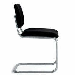 Sedia Ufficio in Pelle con Struttura in Acciaio Cromato Made in Italy - Ottante