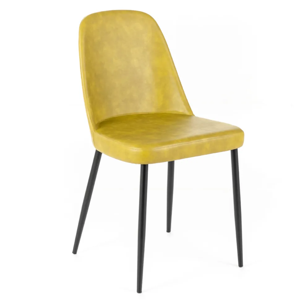 4 Sedie da Interno in Soft-touch di Diversi Colori e Gambe in Metallo - Hugo