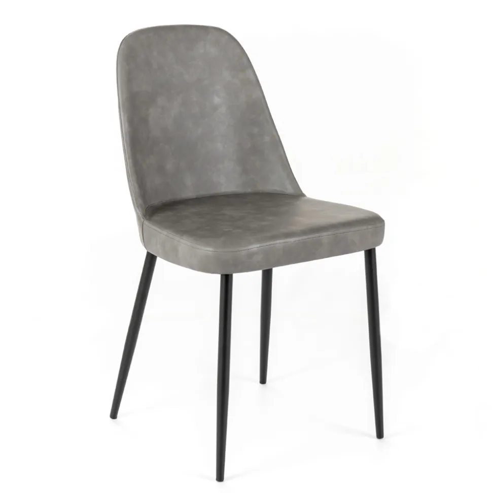 4 Sedie da Interno in Soft-touch di Diversi Colori e Gambe in Metallo - Hugo