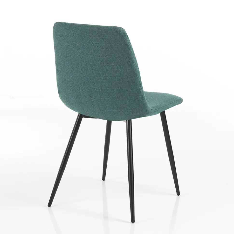 4 Sedie da Pranzo in Tessuto Easy Clean e Gambe in Metallo - Lazio