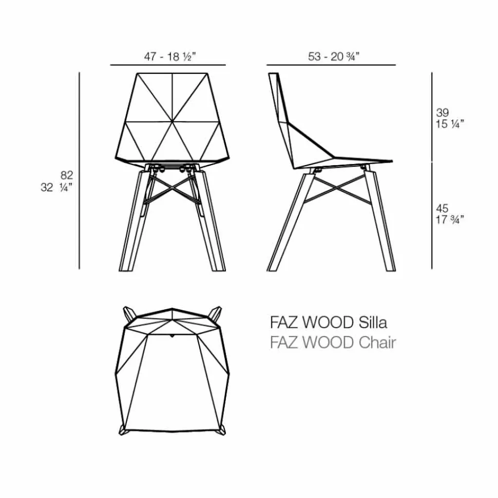 Sedie da Soggiorno o Cucina in Polipropilene e Legno - Faz Wood by Vondom