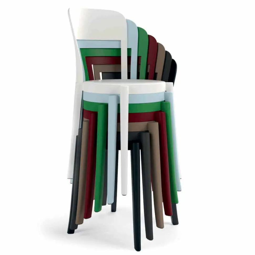 4 Sedie Impilabili da Esterno in Polipropilene di Design Made in Italy - Alexus