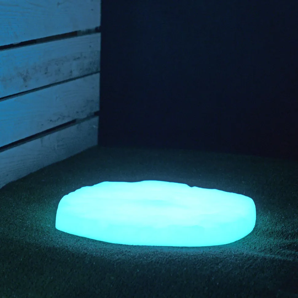 Segnapassi da Giardino a Forma di Sasso Fluo Bianco o Blu 4 Pezzi - Sasso