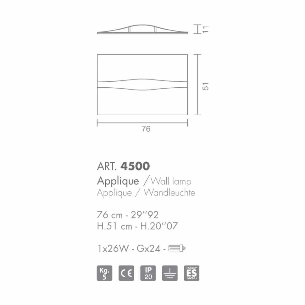 Selene Art&Light applique con pannelli texturizzati fatti a mano