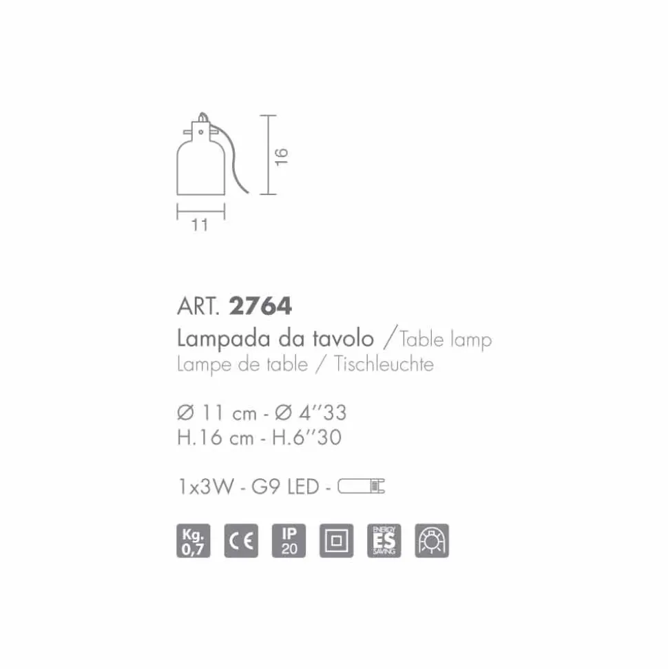 Selene Bossa Nova lampada da tavolo Ø11 H16cm, vetro soffiato ametista