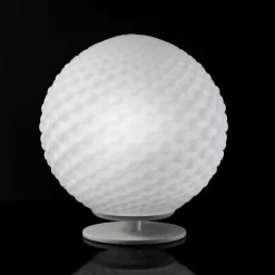 Selene Domino lampada da tavolo bianca in vetro soffiato Ø27 H 30cm
