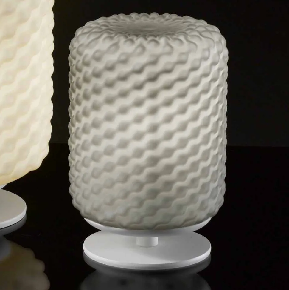 Selene Domino lampada da tavolo Ø15 H22cm,vetro soffiato fatta a mano