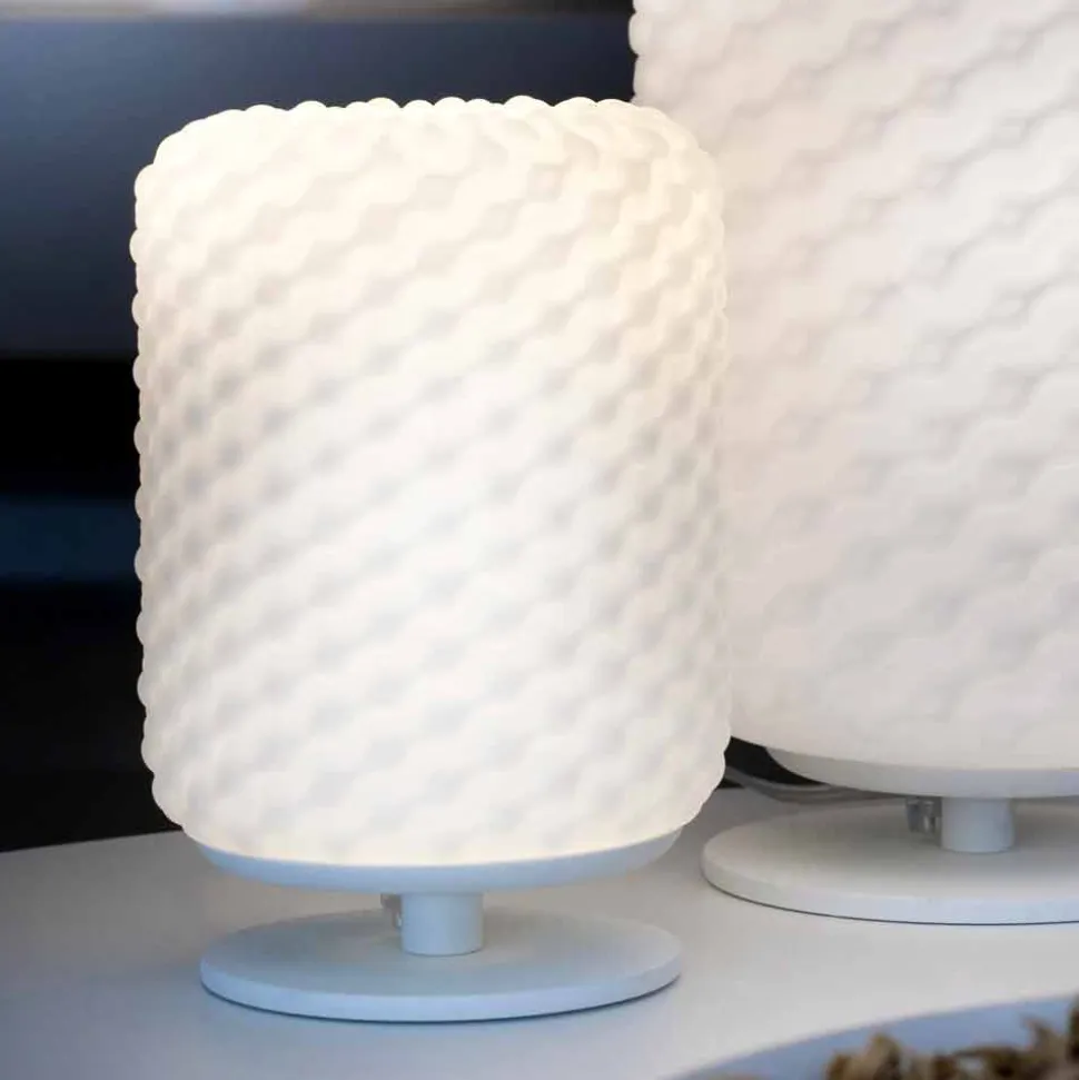 Selene Domino lampada da tavolo Ø15 H22cm,vetro soffiato fatta a mano
