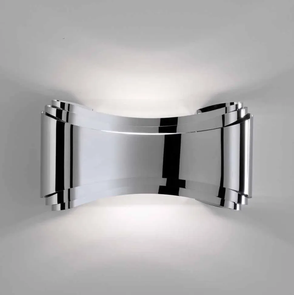 Selene Ionica lampada a muro made in Italy,30x10 H16cm,vetro e acciaio