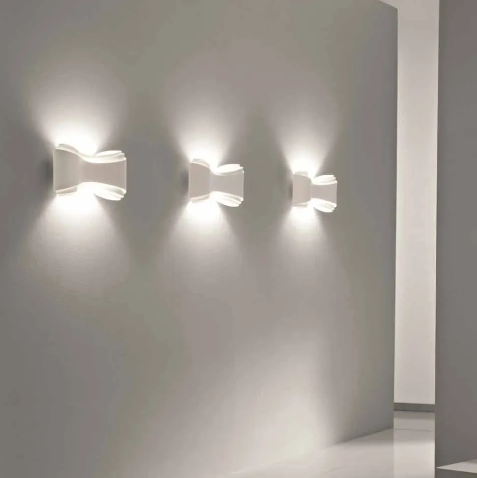 Selene Ionica lampada a muro made in Italy,40x12H20cm, acciaio e vetro