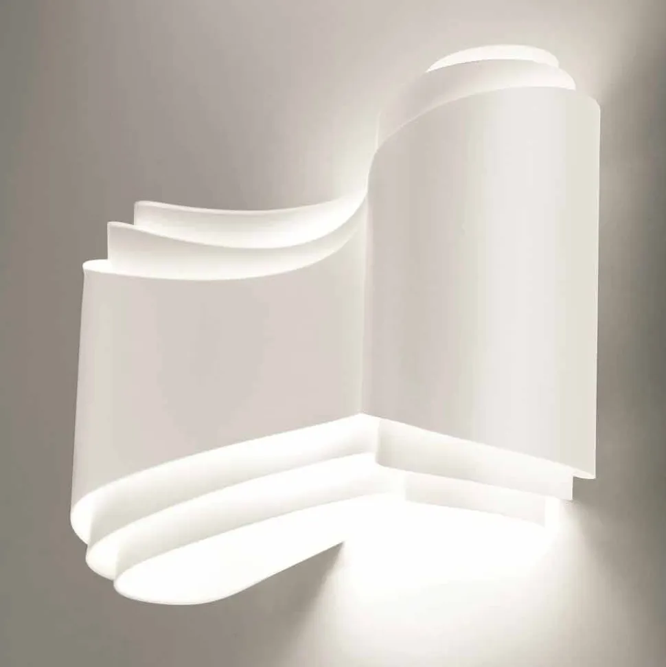 Selene Ionica lampada a muro made in Italy,40x12H20cm, acciaio e vetro