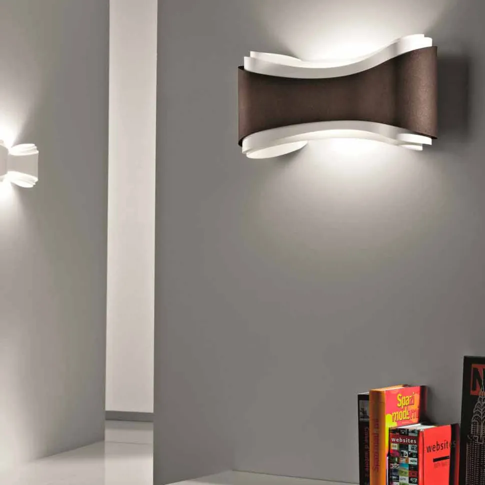 Selene Ionica lampada a muro made in Italy,40x12H20cm, acciaio e vetro