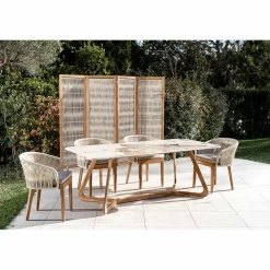 Separè da Esterno in Teak, Alluminio e Intreccio in Corda - Visione