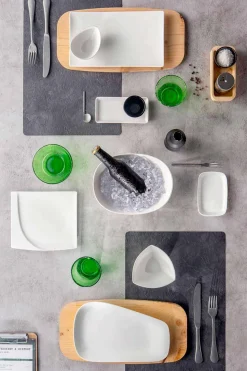Servizio Aperitivo 12 Pezzi Piatti Design in Porcellana Bianca Moderni - Nalah