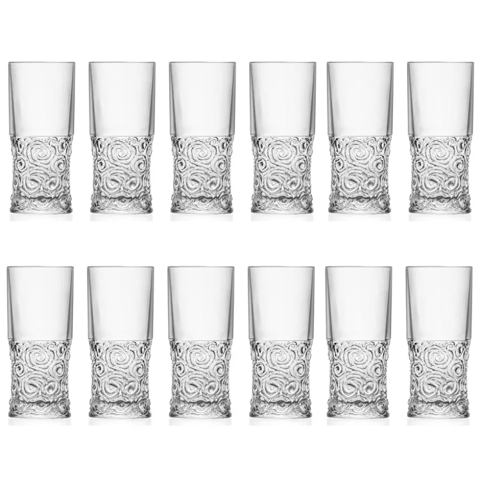 Servizio Bicchieri Highball in Eco Cristallo Decoro Audace 12 Pezzi - Ritmo