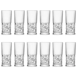 Servizio Bicchieri Highball in Eco Cristallo Decoro Squadrato 12 Pz - Ritmo
