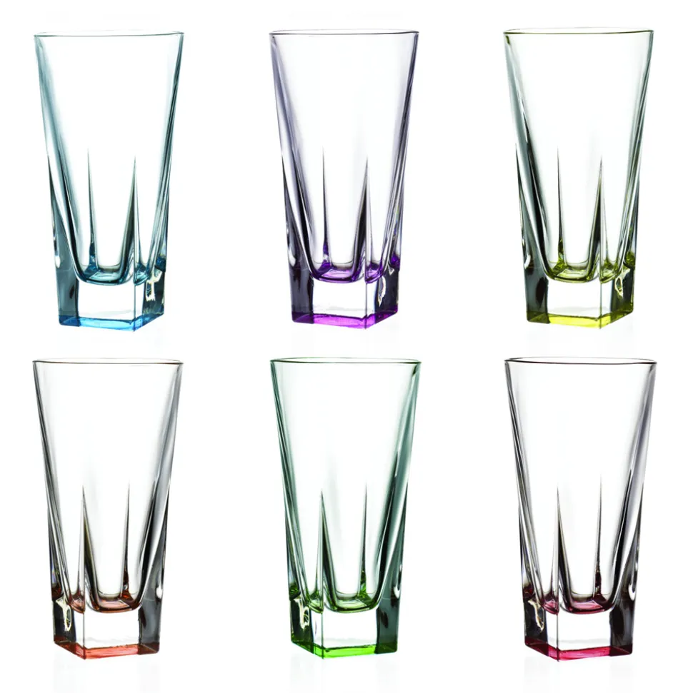 Servizio Bicchieri Tumbler Alti Cristallo Eco Colorato 12 Pezzi - Amalgama