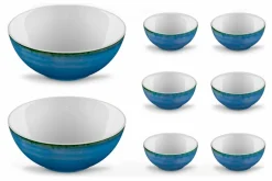 Servizio 6 Coppette per Gelato e 2 Ciotole in Porcellana Colorata - Rurolo