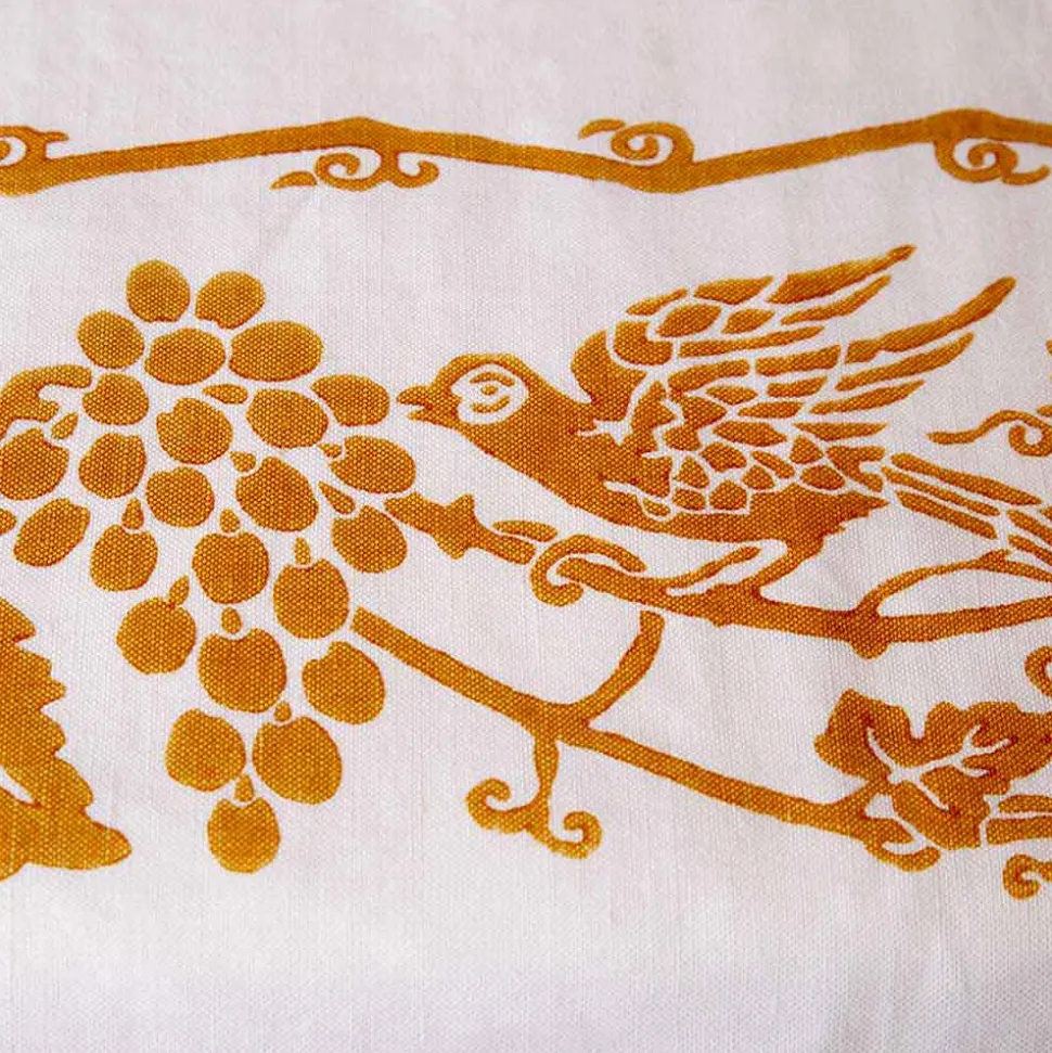 Servizio da Colazione in Lino con Stampa Artigianale a Mano Pezzo Unico d'Arte