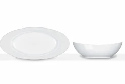 Servizio da Portata Moderno Bianco Porcellana Design Ovale 2 Pezzi - Telescopo