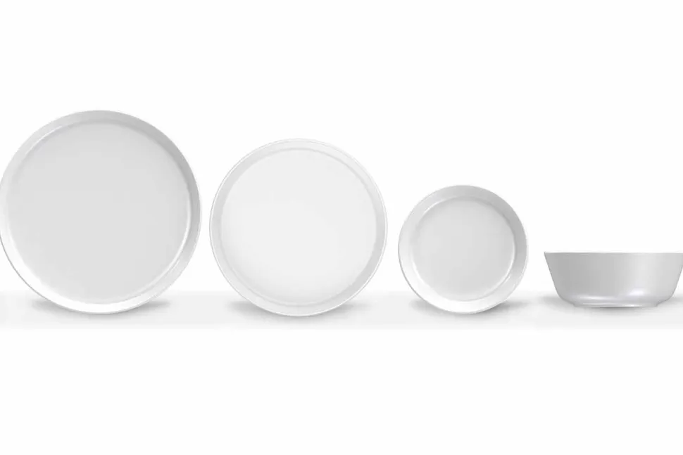 Servizio di Piatti Moderni Bianchi di Design in Porcellana 24 Pezzi - Artico