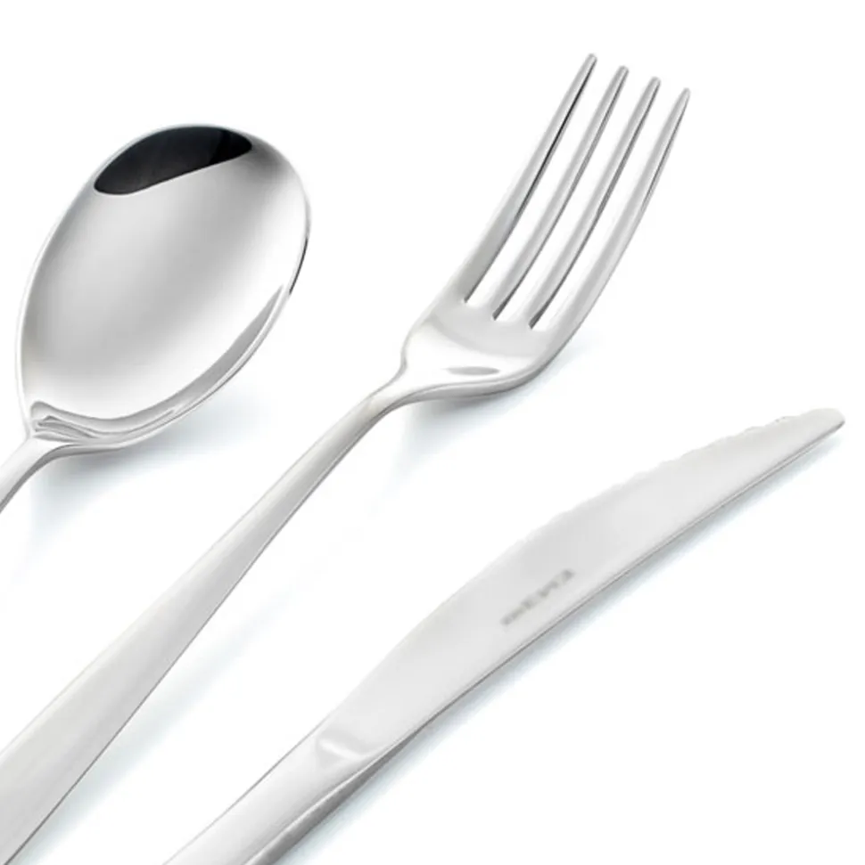Servizio di Posate in Acciaio Inox Design Tondeggiante 24 Pz - Peperita