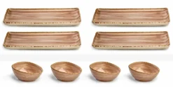 Servizio 8 Piatti Colorati Rettangolari e Ciotola Design Moderno in Gres - Simba