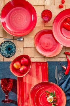 Servizio Piatti da Aperitivo 12 Pezzi in Gres Colorato di Design Moderno - Simba