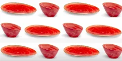 Servizio Piatti da Aperitivo 12 Pezzi in Gres Colorato di Design Moderno - Simba