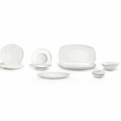 Servizio Piatti in Porcellana Bianca Design Moderno ed Elegante 23 Pezzi - Nalah