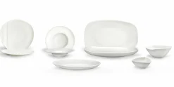 Servizio Piatti in Porcellana Bianca Design Moderno ed Elegante 23 Pezzi - Nalah