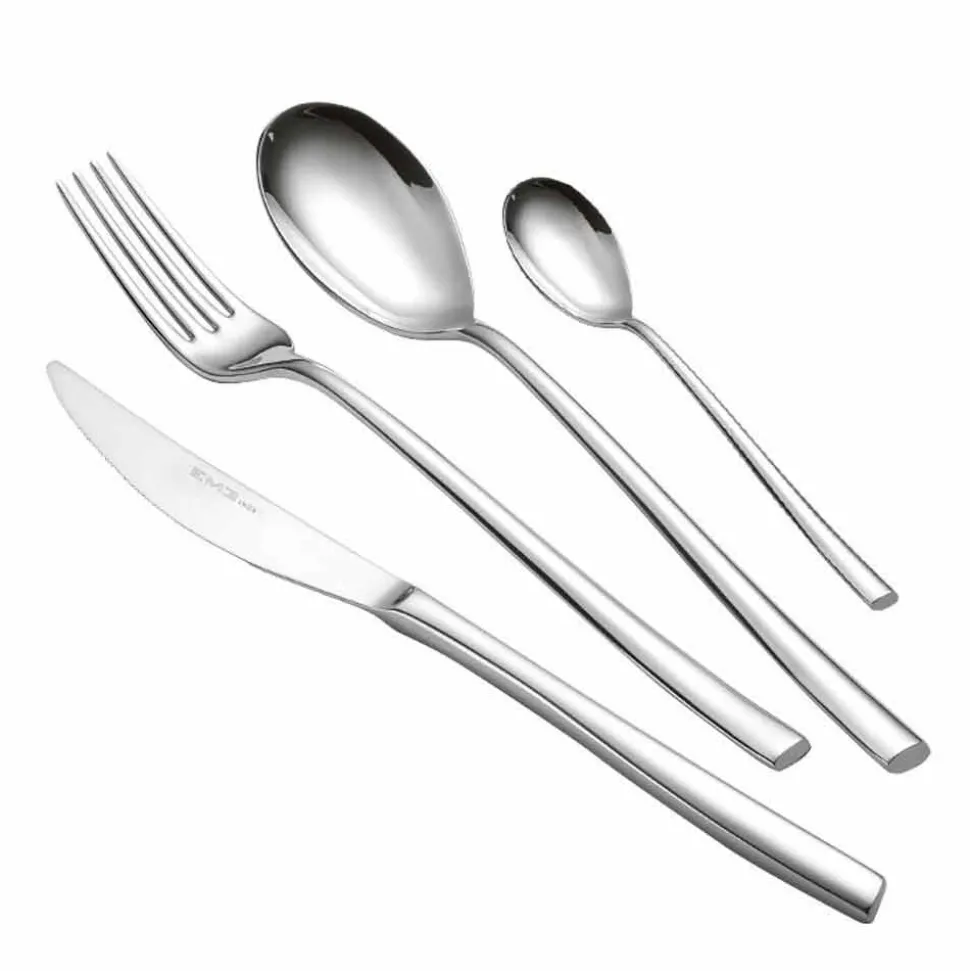 Servizio Posate Completo in Acciaio Inox Lucido Design Moderno 24 Pezzi - Sharpy