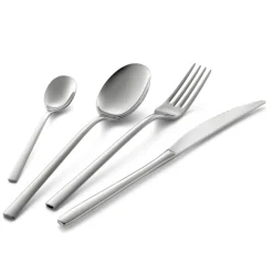 Servizio Posate in Acciaio Inox Lucido Design Squadrato 24 Pezzi - Bumbun