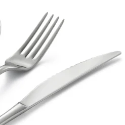 Servizio Posate in Acciaio Inox Lucido Design Squadrato 24 Pezzi - Bumbun