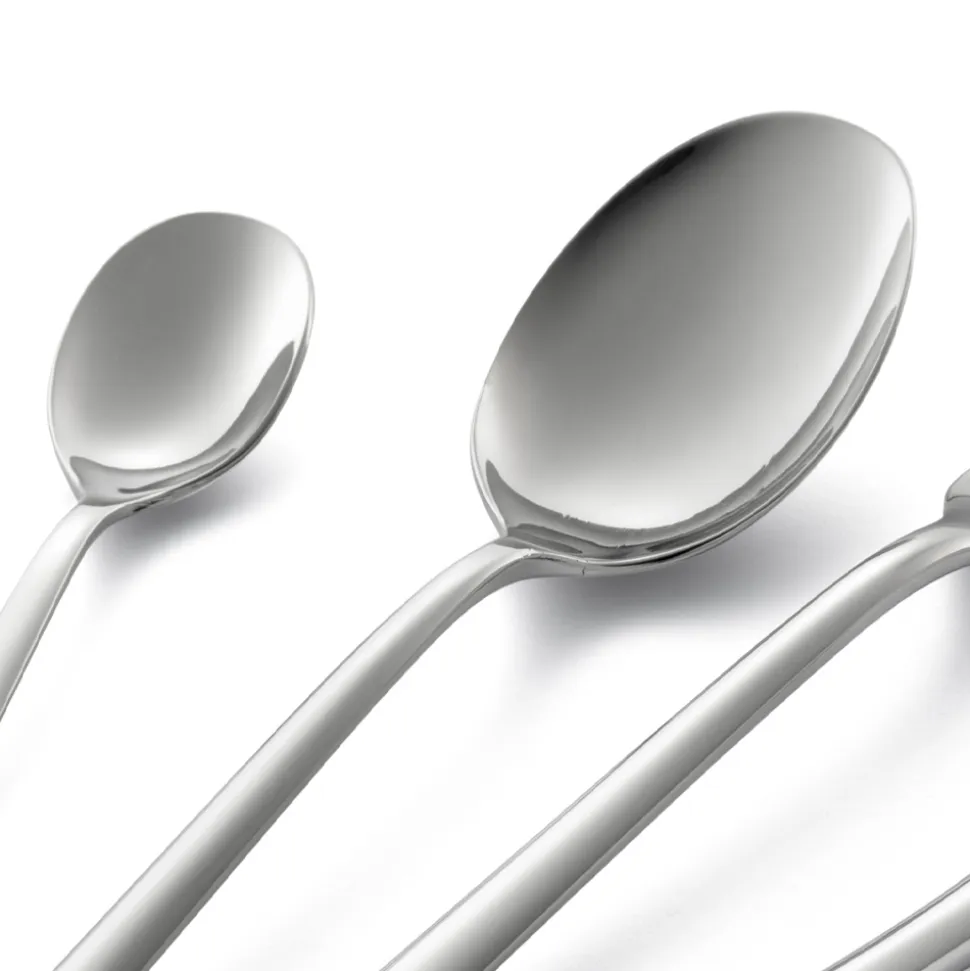 Servizio Posate in Acciaio Inox Lucido Design Squadrato 24 Pezzi - Bumbun